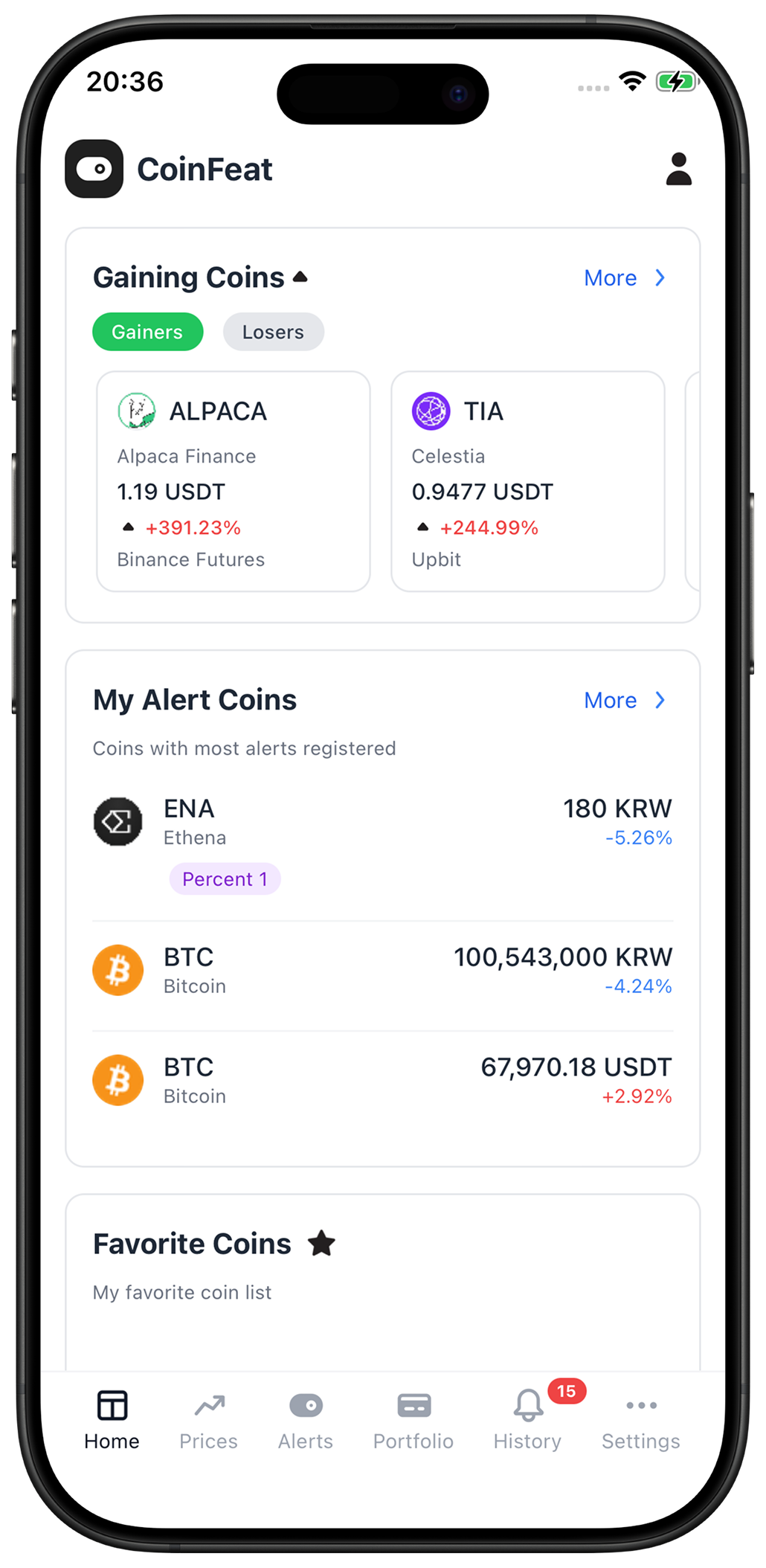 CoinFeat App Screenshot